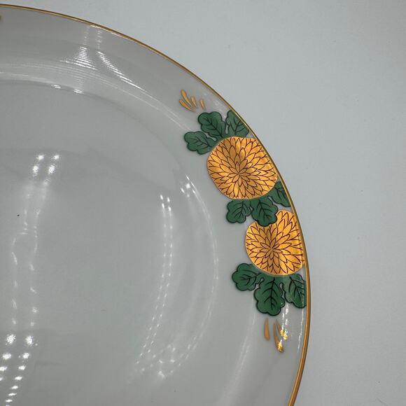 Fitz and Floyd Dessert Plates Gold Flowers with Green Leaves & Gold Trim Set/6 - Picture 7 of 12